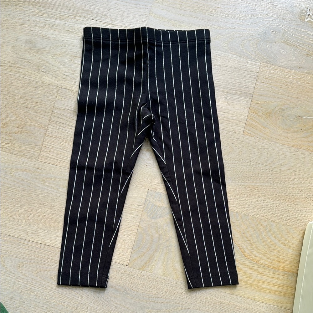 Black and White Striped Kids Leggings